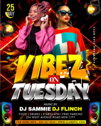 Neon Tuesday vibes party nightclub video music festival dj night club nightlife event promotion text Instagram Portrait template