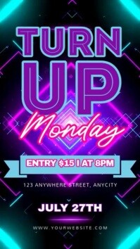 Neon Turn Up Party Reel Instagram template