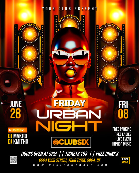 Neon  Urban Night Party Flyer  Instagram Portrait template