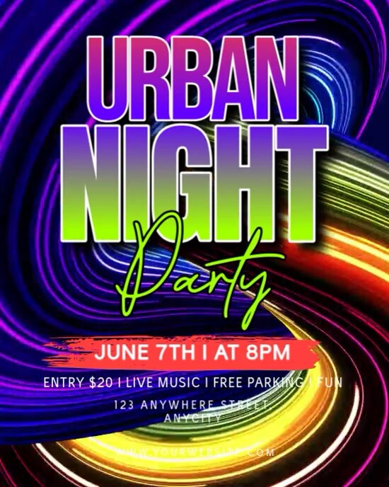 Neon Urban Night Party Instagram Portrait template