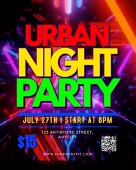 Neon Urban Night Party Instagram Portrait template