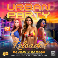 Neon Urban Party Square Quadrat (1:1) template