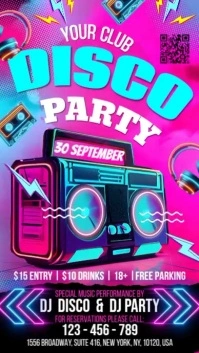 Neon Vintage Disco Digital Display (9:16) template