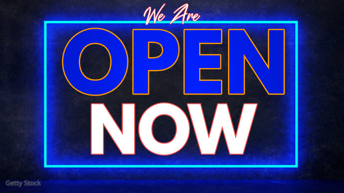 Neon We Are Open Digital Display (16:9) template