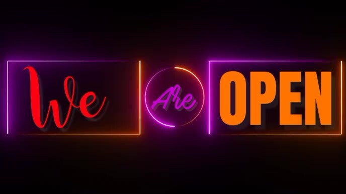 Neon We Are Open Digital Display (16:9) template