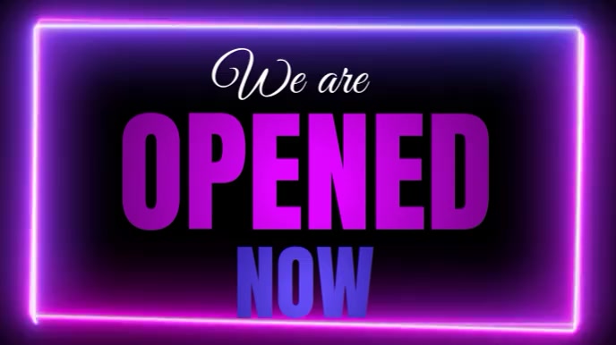 Neon we are open now new professional post Template | PosterMyWall