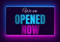 Neon We Are Open Now Postcard Postal template