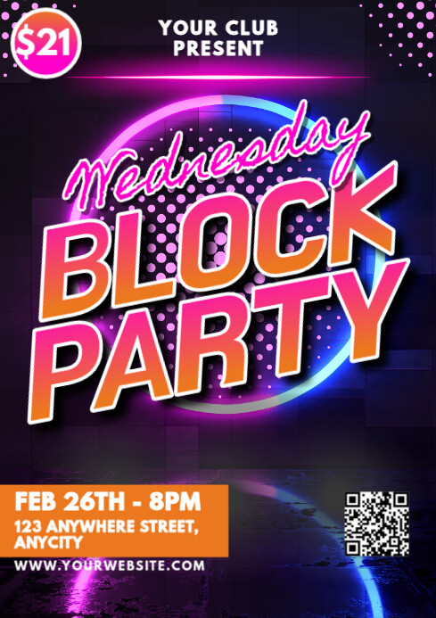 Copy of Neon Wednesday Block Party A1 | PosterMyWall