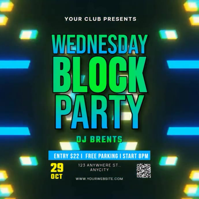 Copy of Neon Wednesday Block Party Pos Instagram | PosterMyWall