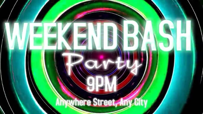 Neon Weekend Bash Party  Digital Display (16:9) template