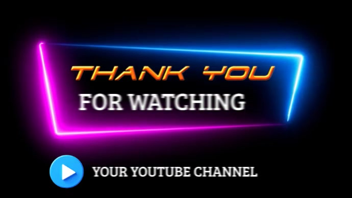 Neon YouTube outro video template | PosterMyWall