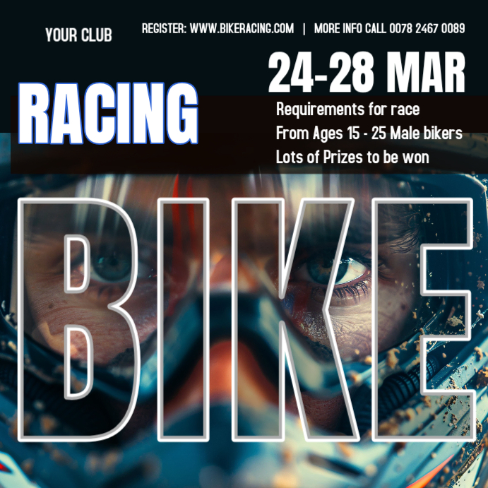 Nero Moderno e minimale Bike Racing Event Post Instagram Template ...