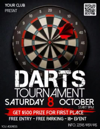 Black Darts Tournament Рекламная листовка Template