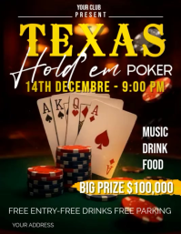 Nero Professionale Poker Tournament Volantino Video Flyer (US Letter) template