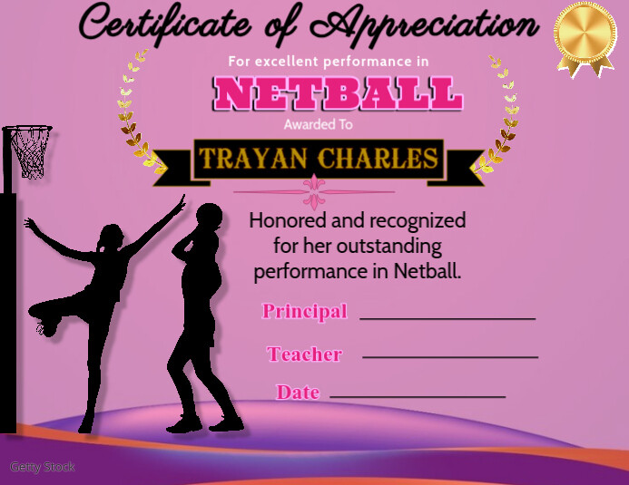 Netball Certificate Template | PosterMyWall