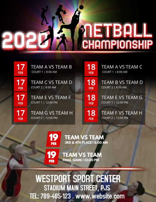 Time Table Netball Copy of Netball Championship Schedule | PosterMyWall