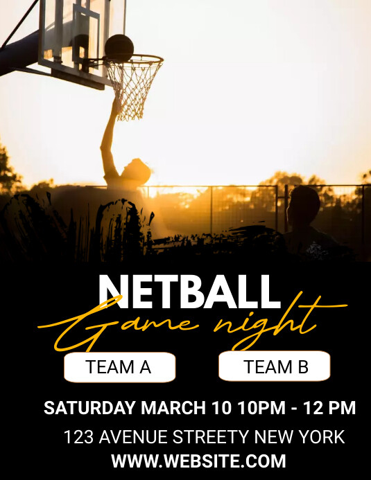 Netball game night Folheto (US Letter) template