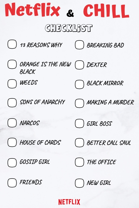Netflix Challenge Instagram Checklist Template | PosterMyWall