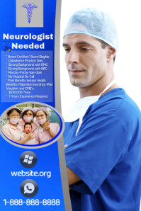 Blue Neurologist Hiring Poster Poster Template