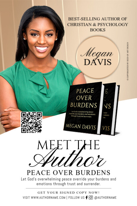 Neutral Brown Professional Meet The Author Book Launch Release Poster Sign Cartaz template