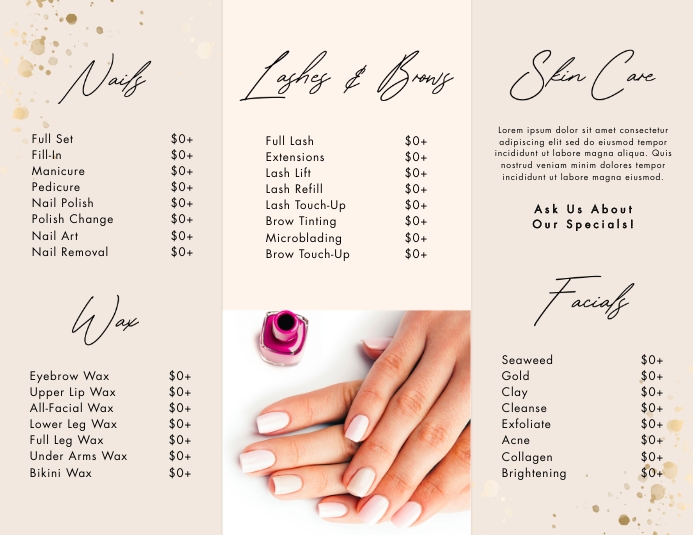 Neutral Nail Salon Price List Brochure Inside Pamflet (Letter AS) template