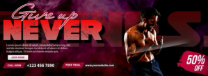 Never Give up Fitness Facebook-coverfoto template