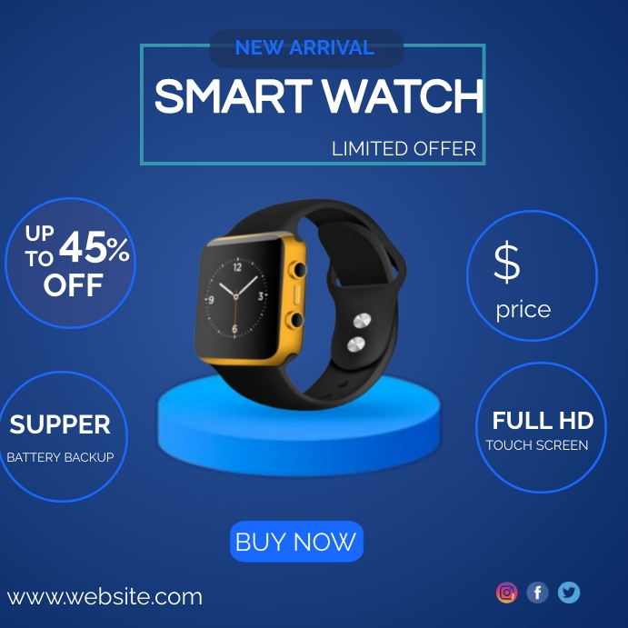 Watch Out Advertisement Examples Modèle New arrival smart watch ads template | PosterMyWall