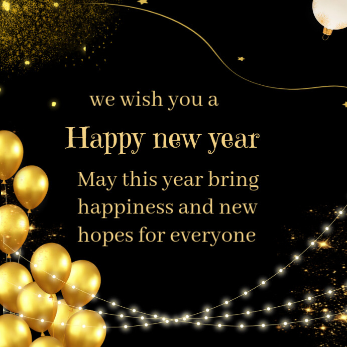 New black and golden shining happy new year Instagram poster template ...