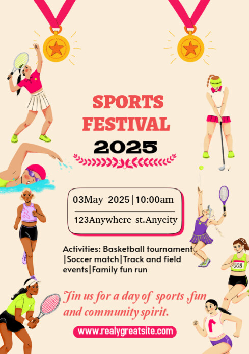 New creamy sports festival 2025 Instagram poster template design A3