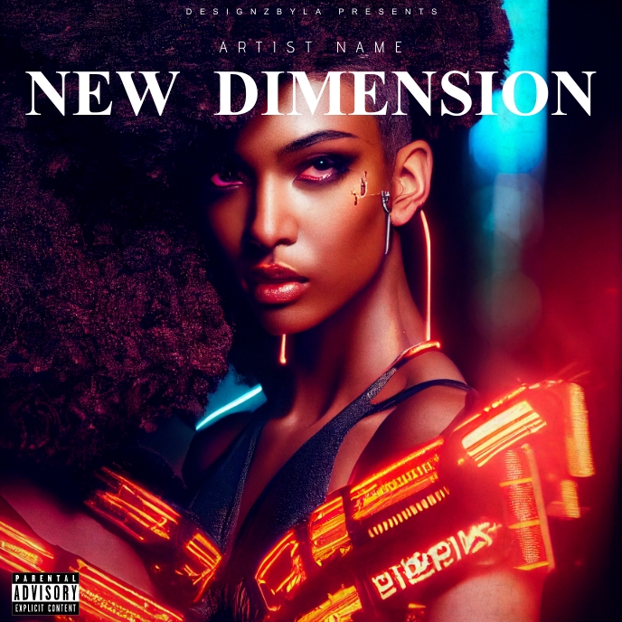 new dimension - futuristic android robot woma Capa de álbum template
