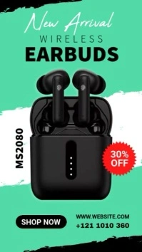 New Earbuds Banner Ad เรื่องราวบน Instagram template