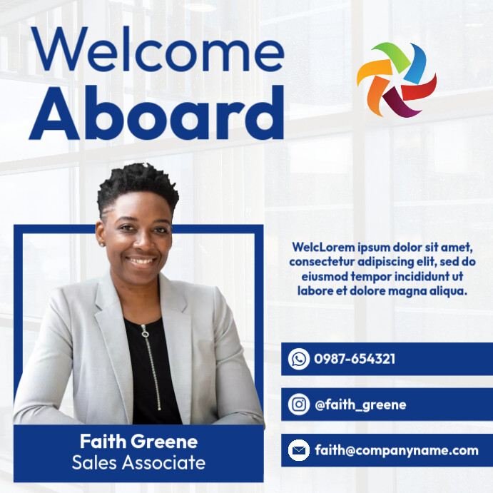 new employee welcome aboard Instagram Post template