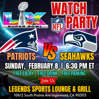 New England Patriots VS Seattle Seahawks NFL Final Super Bowl 2026 Watch Party Template Instagram Post