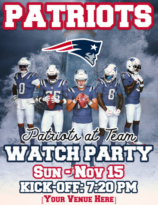 Patriots Watch Party Flyers Template | PosterMyWall