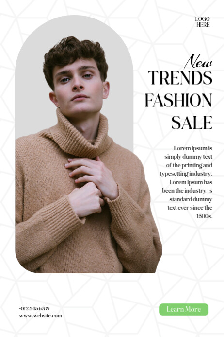 New fashion trends sale poster – minimalist clothing promotion social media template 海报