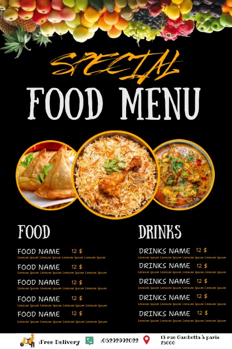 New Food menu Template | PosterMyWall