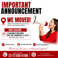 White Business Relocation Announcement Квадрат Template