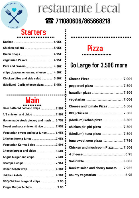 new menu A5 template