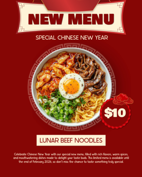 Plantilla de New menu special chinese new year | PosterMyWall