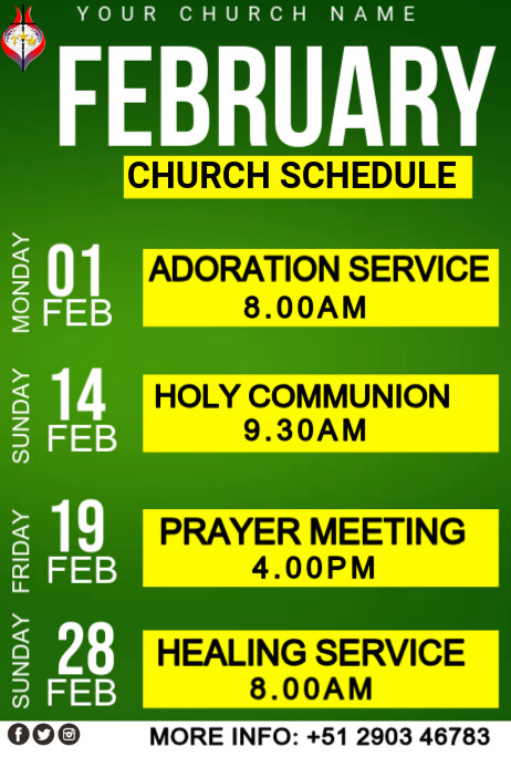 church calendar of events Template | PosterMyWall