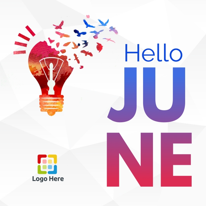 new month Hello June Publicação no Instagram template