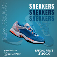New product blue sneakers post instagram template