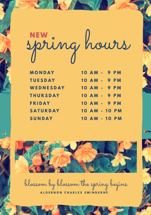 New Spring Opening Hours Template | PosterMyWall