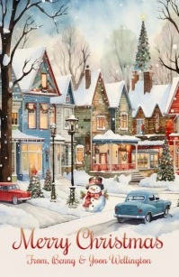 New Winter Christmas Scene Christmas card Tabloid template