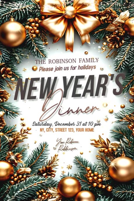 New Year's Dinner Poster Template | PosterMyWall