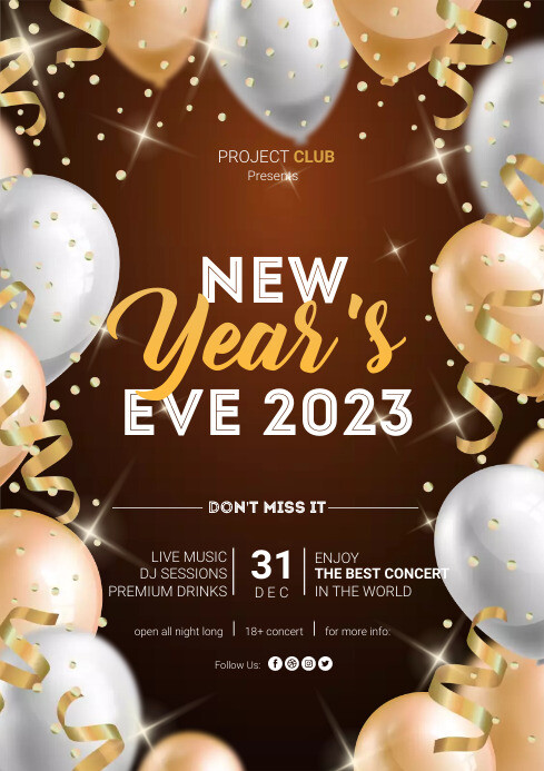 New Year's Eve 2023 Event Poster A4 template