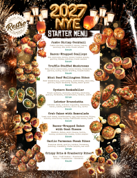 White New Year's Eve Menu Volantino Template - Page 1