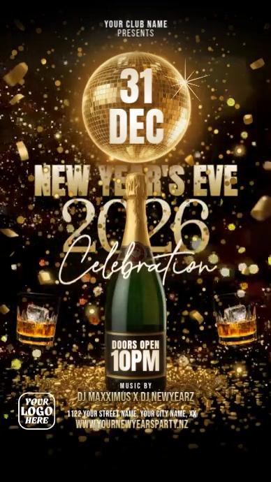 New Year's Eve Party Digital Display (9:16) template