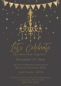 New Year's Eve House Party Invitation A6 template