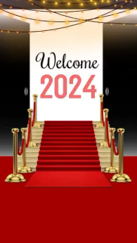 Vermelho New Year Welcome Digitalt display Template